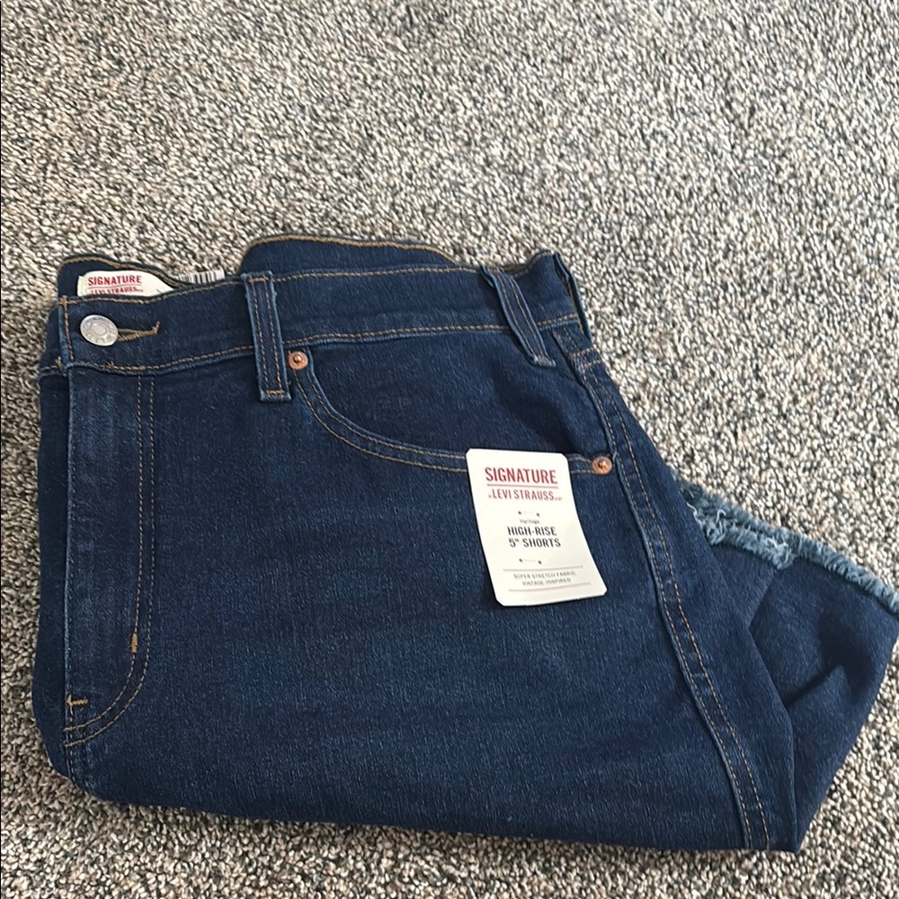 Signature by Levi Strauss Dark Blue Denim Shorts